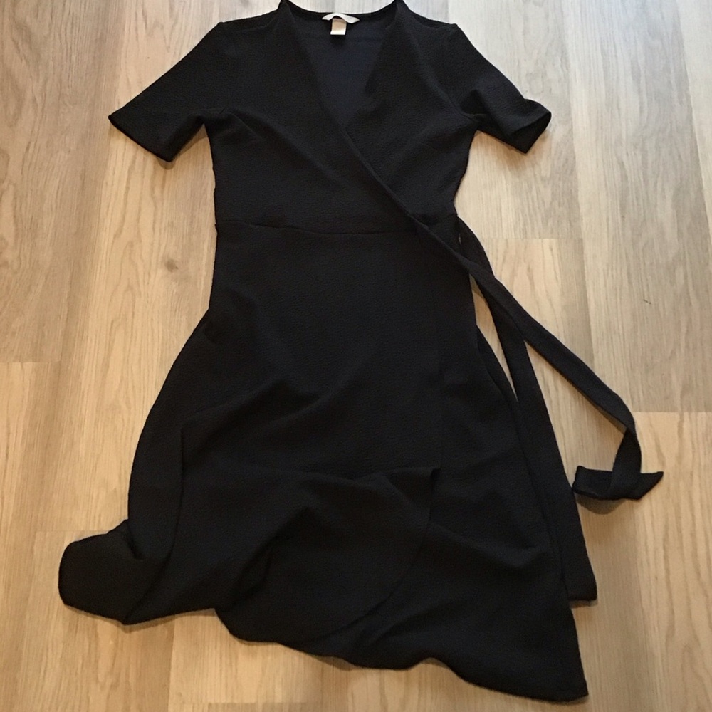 H&M Classic Black Midi Wrap Dress